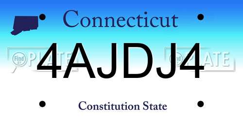 4AJDJ4 Connecticut License Plate