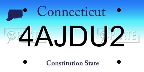 4AJDU2 Connecticut License Plate