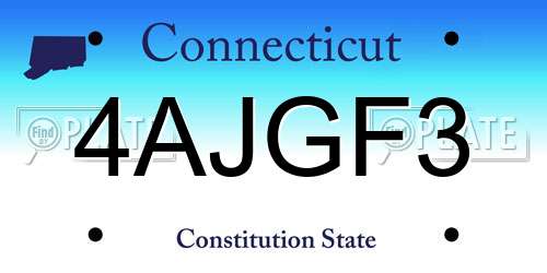 4AJGF3 Connecticut License Plate