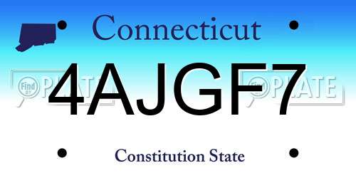 4AJGF7 Connecticut License Plate