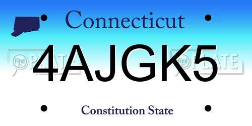 4AJGK5 Connecticut License Plate