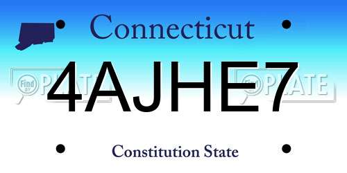 4AJHE7 Connecticut License Plate