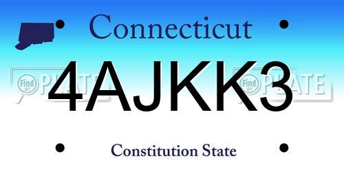 4AJKK3 Connecticut License Plate