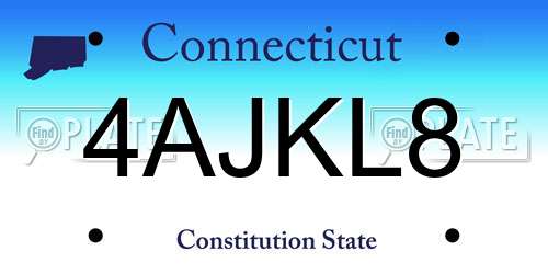 4AJKL8 Connecticut License Plate