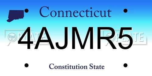 4AJMR5 Connecticut License Plate