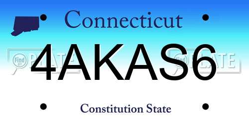 4AKAS6 Connecticut License Plate