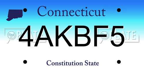 4AKBF5 Connecticut License Plate