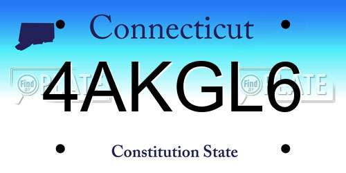 4AKGL6 Connecticut License Plate