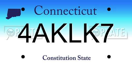 4AKLK7 Connecticut License Plate