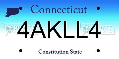 4AKLL4 Connecticut License Plate