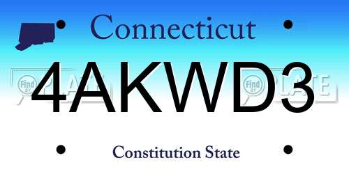 4AKWD3 Connecticut License Plate