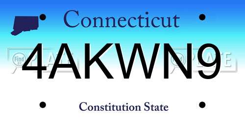 4AKWN9 Connecticut License Plate