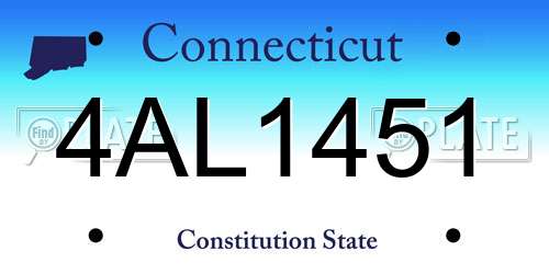 4AL1451 Connecticut License Plate