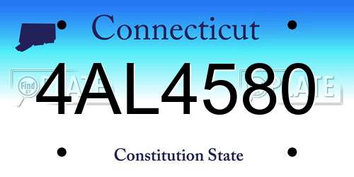 4AL4580 Connecticut License Plate