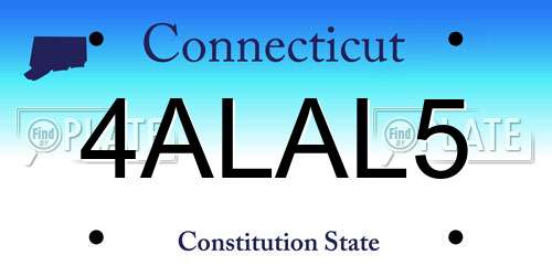 4ALAL5 Connecticut License Plate