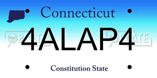 4ALAP4 Connecticut License Plate