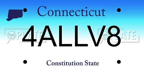 4ALLV8 Connecticut License Plate