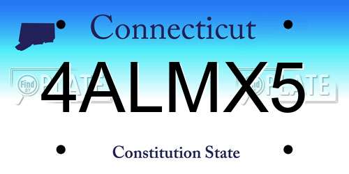 4ALMX5 Connecticut License Plate