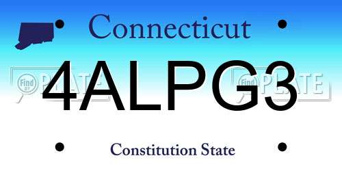 4ALPG3 Connecticut License Plate