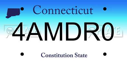 4AMDR0 Connecticut License Plate
