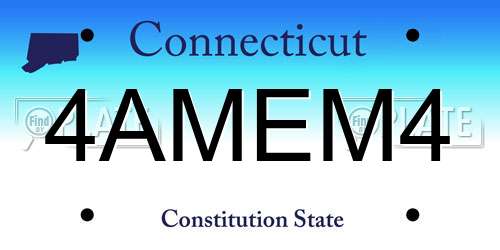 4AMEM4 Connecticut License Plate
