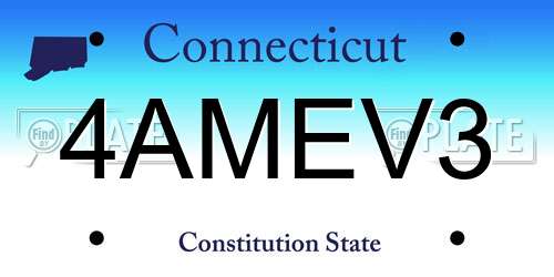 4AMEV3 Connecticut License Plate