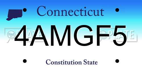 4AMGF5 Connecticut License Plate
