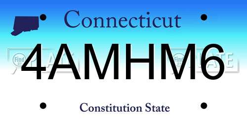 4AMHM6 Connecticut License Plate