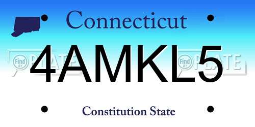 4AMKL5 Connecticut License Plate