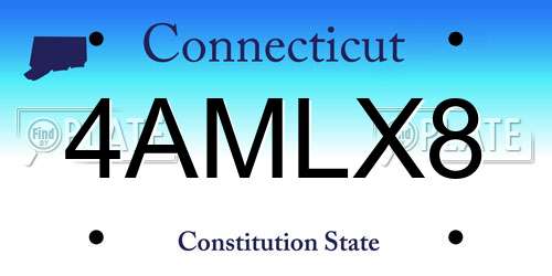 4AMLX8 Connecticut License Plate