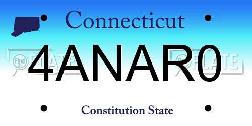 4ANAR0 Connecticut License Plate