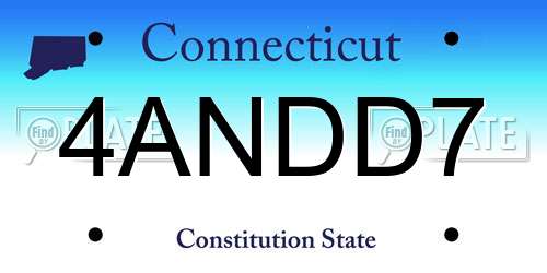 4ANDD7 Connecticut License Plate