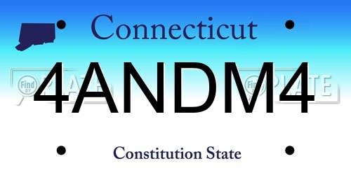4ANDM4 Connecticut License Plate