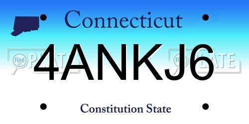 4ANKJ6 Connecticut License Plate