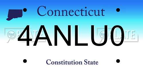 4ANLU0 Connecticut License Plate