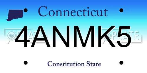 4ANMK5 Connecticut License Plate