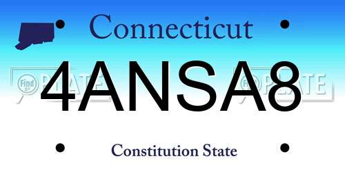4ANSA8 Connecticut License Plate