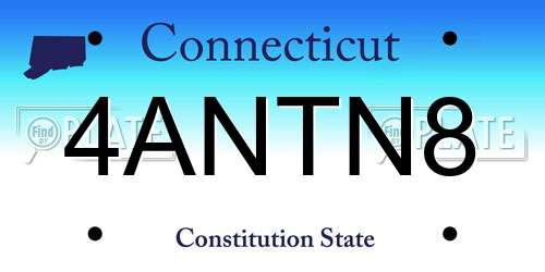 4ANTN8 Connecticut License Plate