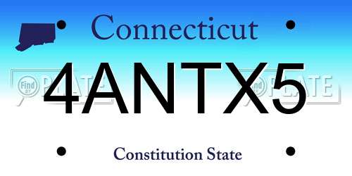 4ANTX5 Connecticut License Plate