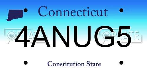 4ANUG5 Connecticut License Plate