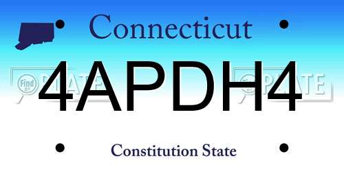 4APDH4 Connecticut License Plate