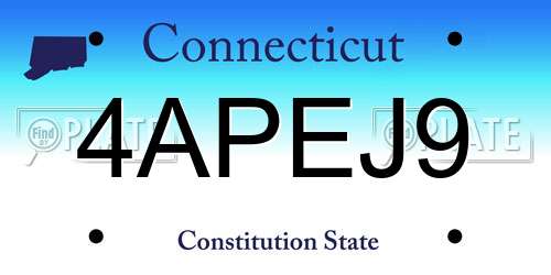 4APEJ9 Connecticut License Plate