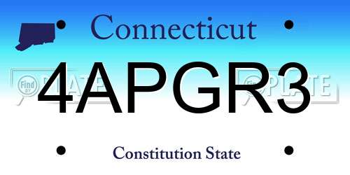 4APGR3 Connecticut License Plate