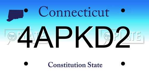 4APKD2 Connecticut License Plate