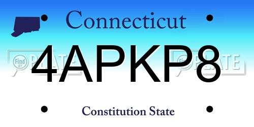 4APKP8 Connecticut License Plate