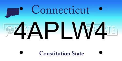 4APLW4 Connecticut License Plate