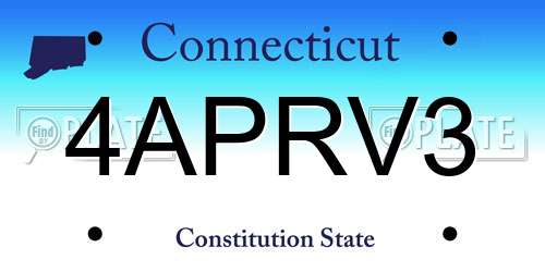 4APRV3 Connecticut License Plate