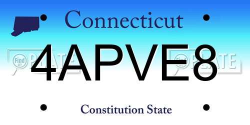 4APVE8 Connecticut License Plate