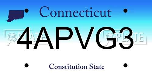 4APVG3 Connecticut License Plate