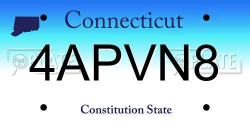4APVN8 Connecticut License Plate